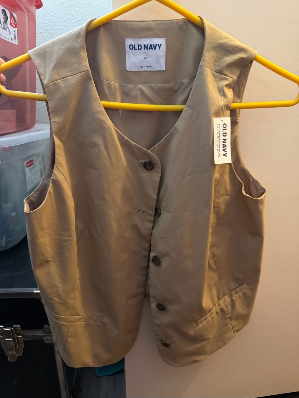 Old Navy Women's Khaki Button-Front Vest